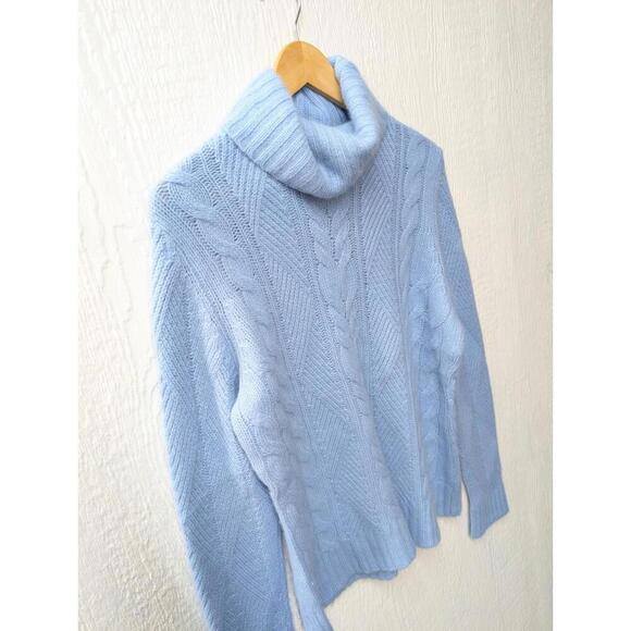 Vintage Sarah Spencer Angora Wool Light Blue Turtleneck Sweater Size XL - Picture 2 of 4